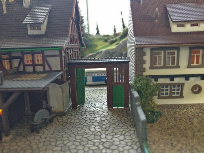 Modul Blockstelle auf der Modulanlage der Rhein-Main-Gruppe der N-Modulbahner auf der Inspiration Modellbau 2017 in Nieder-Olm in der Ludwig-Eckes-Halle.