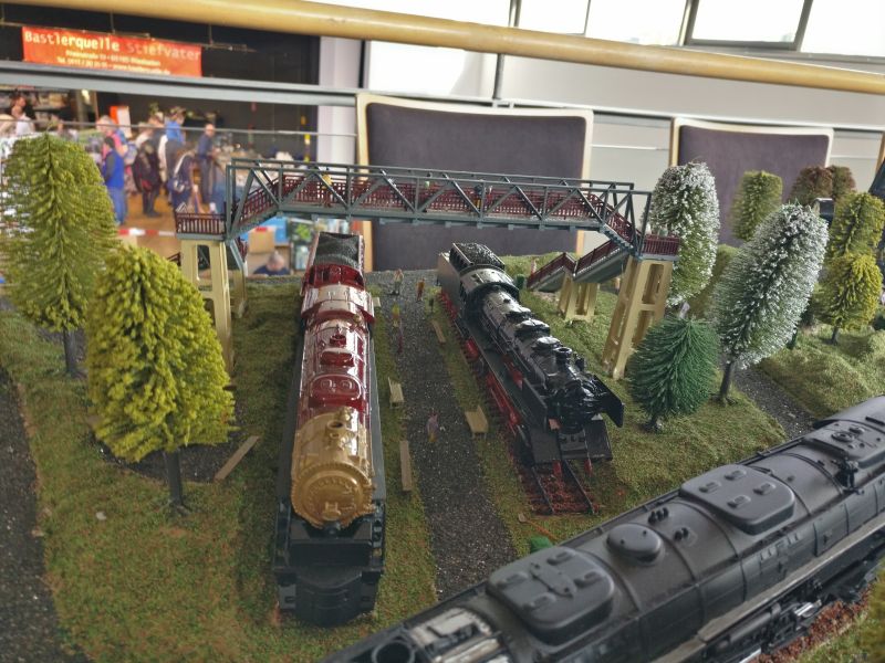 "Big Boy & Co." Schaustück mit US-Dampflokomotiven auf der Inspiration Modellbau 2017 in Nieder-Olm in der Ludwig-Eckes-Halle.