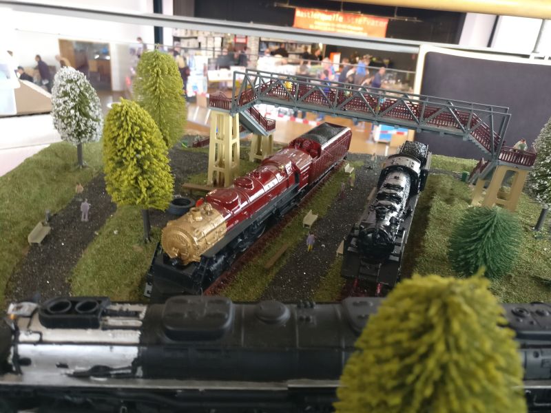 "Big Boy & Co." Schaustück mit US-Dampflokomotiven auf der Inspiration Modellbau 2017 in Nieder-Olm in der Ludwig-Eckes-Halle.