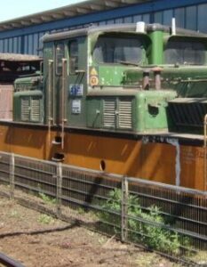 Museums-Bahnsteig Hbf. Oberhausen: Museumszug mit Lok EH 159 Jung/Jungenthal