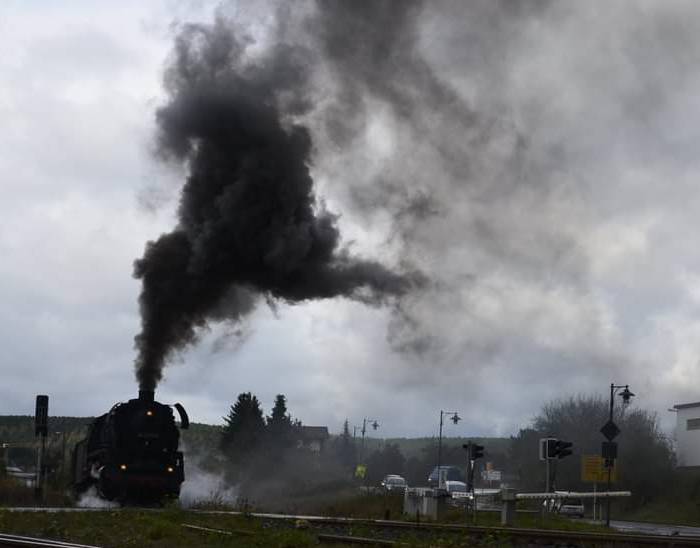 Die BR 44 2546-8 vor schwerem Güterzug beim Plandampf Werratal 30+ am 21.10.2021 auf der Strecke Eisenach - Meiningen (Foto: Timo)