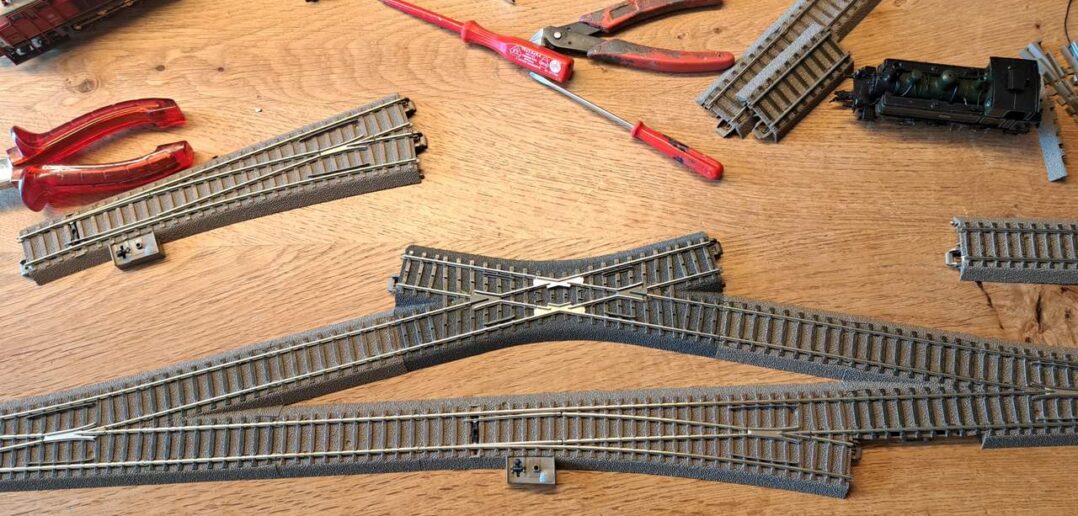 Eine Hosenträgerweiche in H0 für Trix
