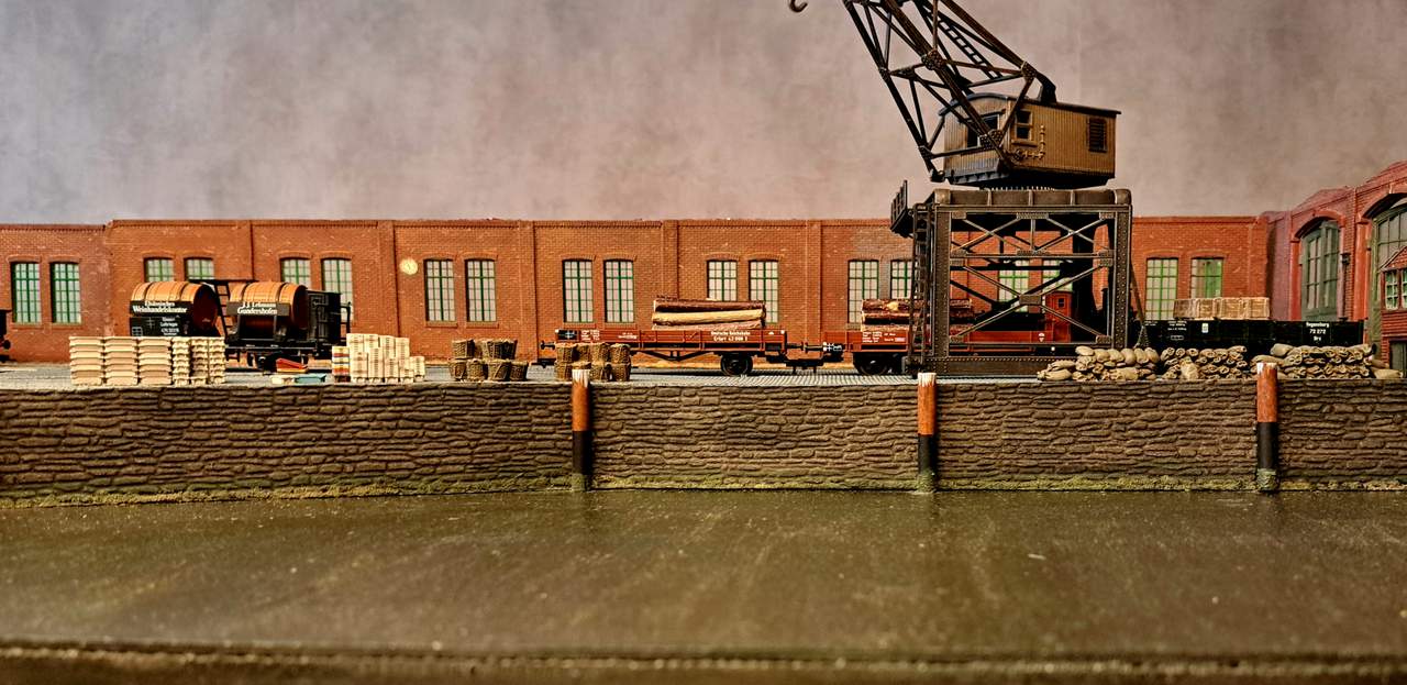 A brisk volume of goods traffic at the gantry crane